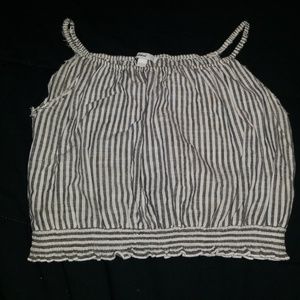 Grey and white striped cropped top